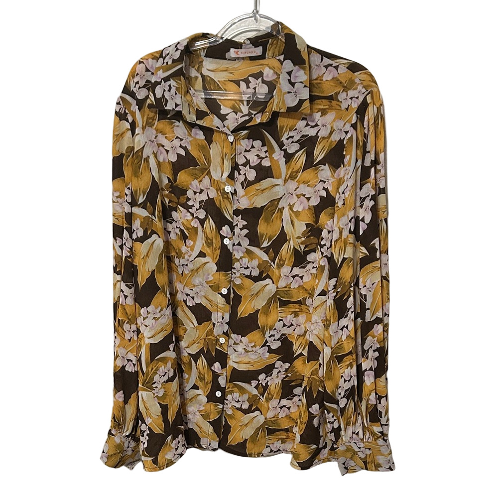🐣KIRUNDO Floral Button-Up Blouse size XL GUC